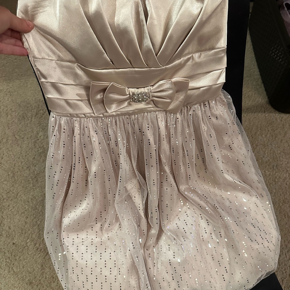 Trixxi Elegant Cream Dress with Glittering Bow
